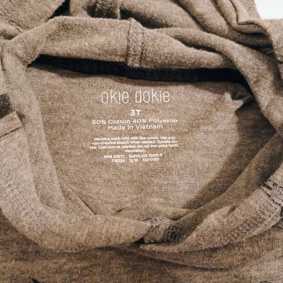 VGUC: Boys' Okie Dokie sz 3T Gray, Dinosaur Short-Sleeve Hoodie - Picture 3 of 3